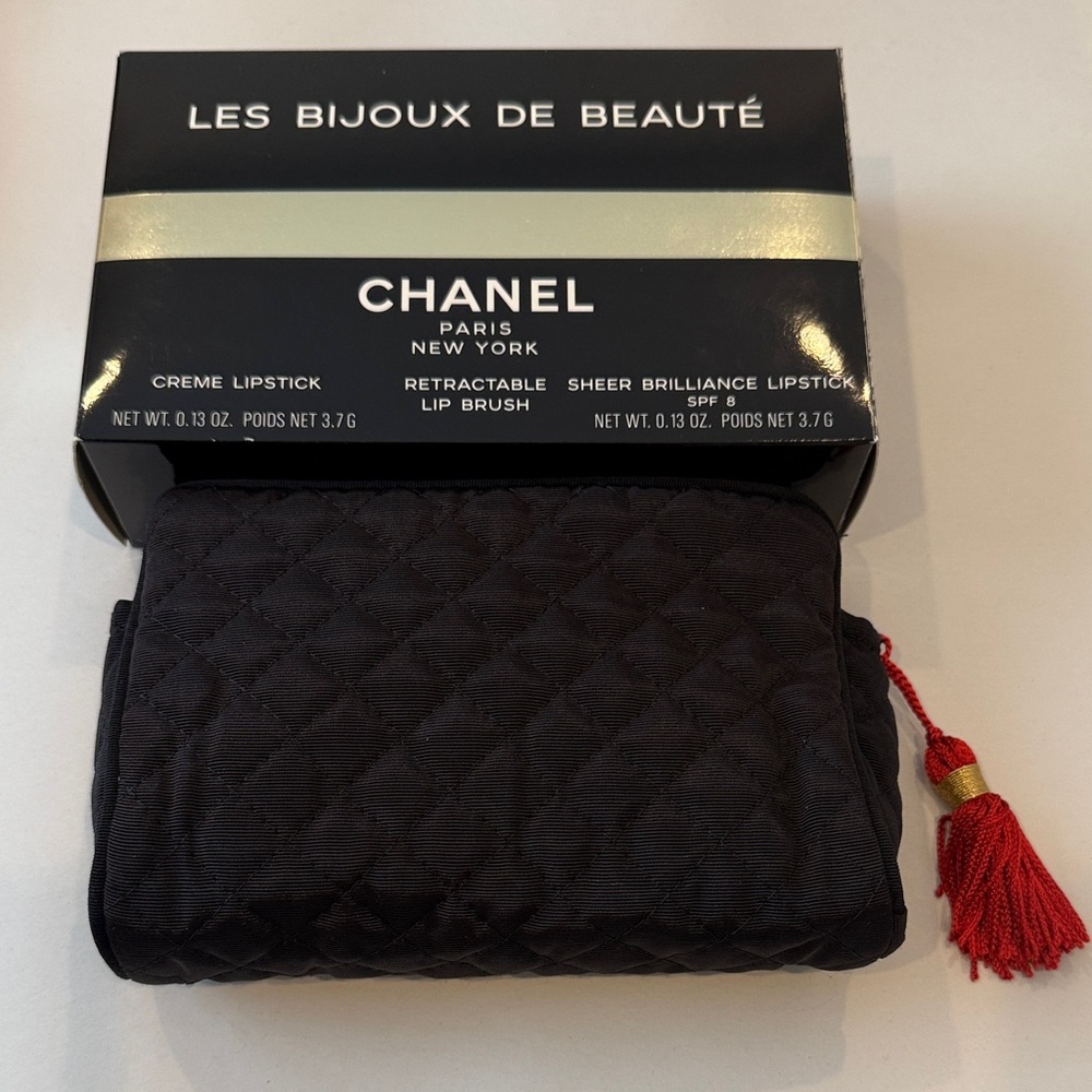 Vintage Chanel Black Quilted Beauty Pouch